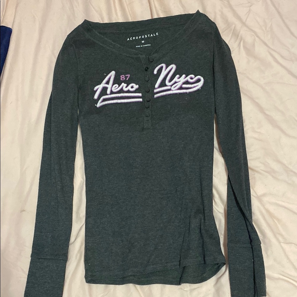 Aéropostale Dark Gray Long Sleeve Henley